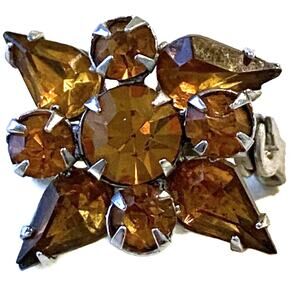 Citrine Stones Mini Brooch Costume Floral Fashion Art Vintage Scarf Pin READ
